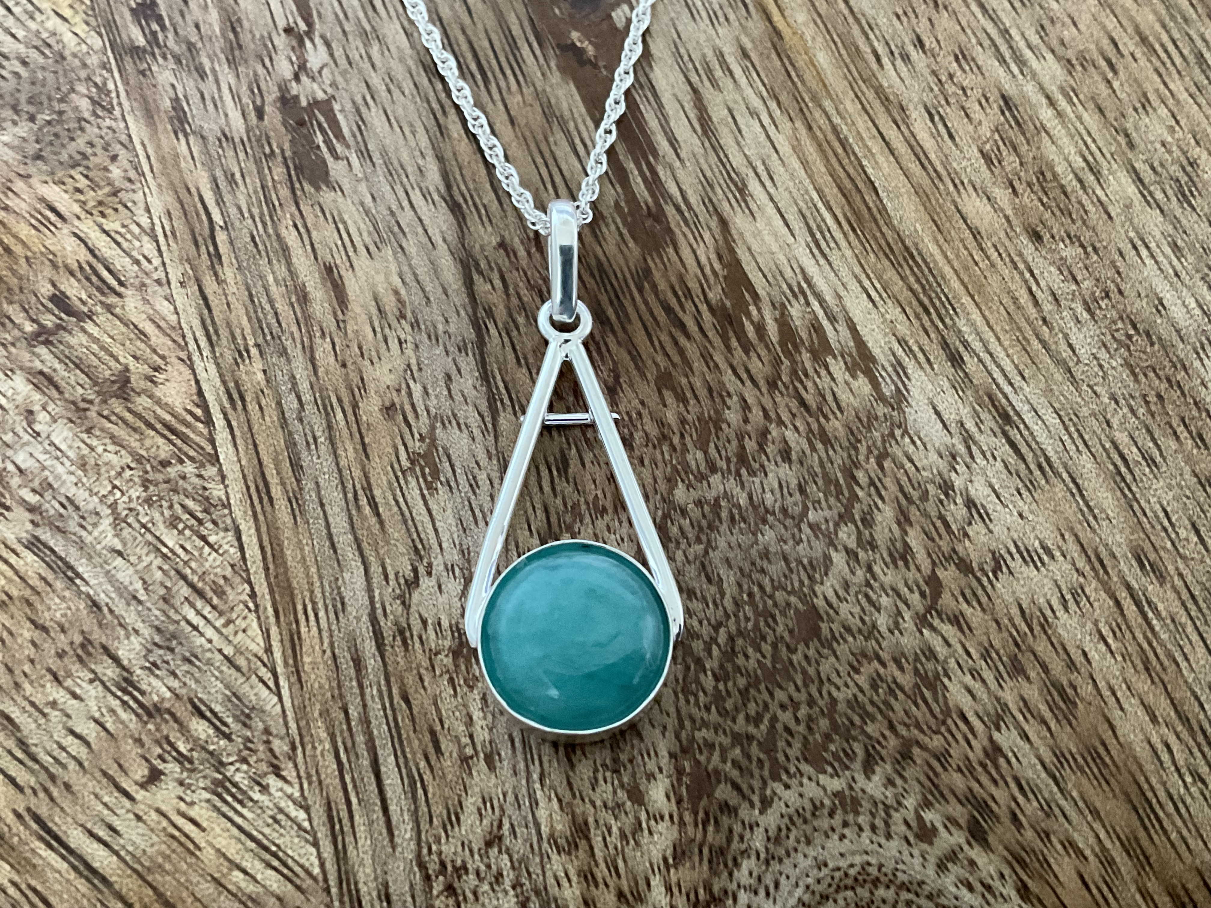Chalcedony Pendant & Chain - Blue - Click Image to Close